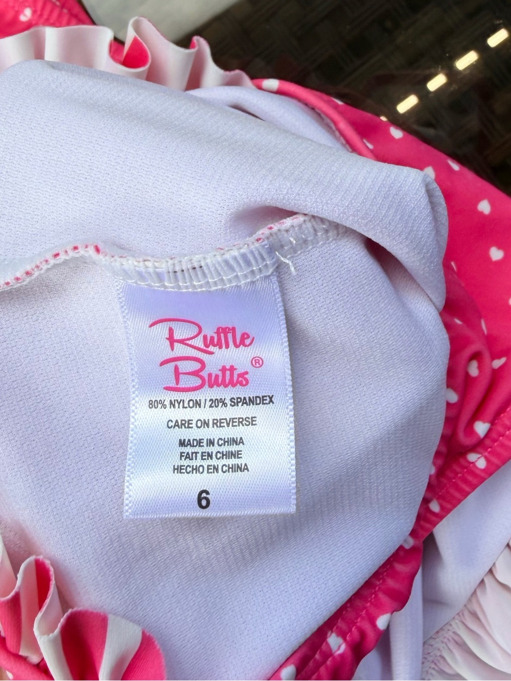 Rufflebutts Girls' Pink Polka Dot Ruffle One-Piece Swimsuit Size 6 - Picture 4 of 4